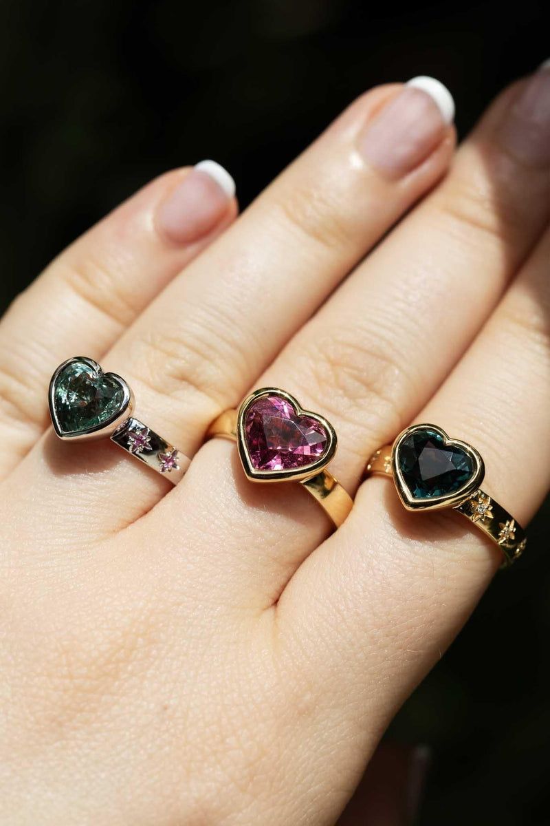 Cerys 2.97ct Pink Tourmaline Heart Ring 18ct Gold