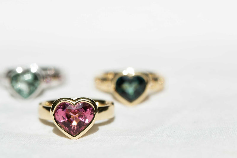 Cerys Aquamarine & Sapphire Heart Ring 18ct White Gold