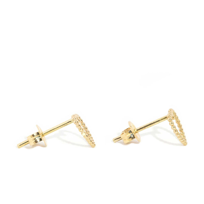 Charlene Beaded Heart Studs 18ct Gold