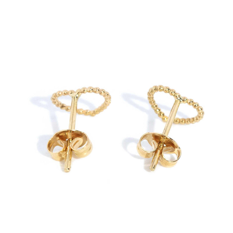 Charlene Beaded Heart Studs 18ct Gold