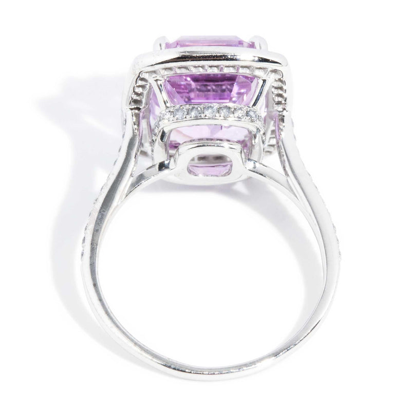 Claudia 7.18ct Kunzite & Diamond Halo Ring 18ct