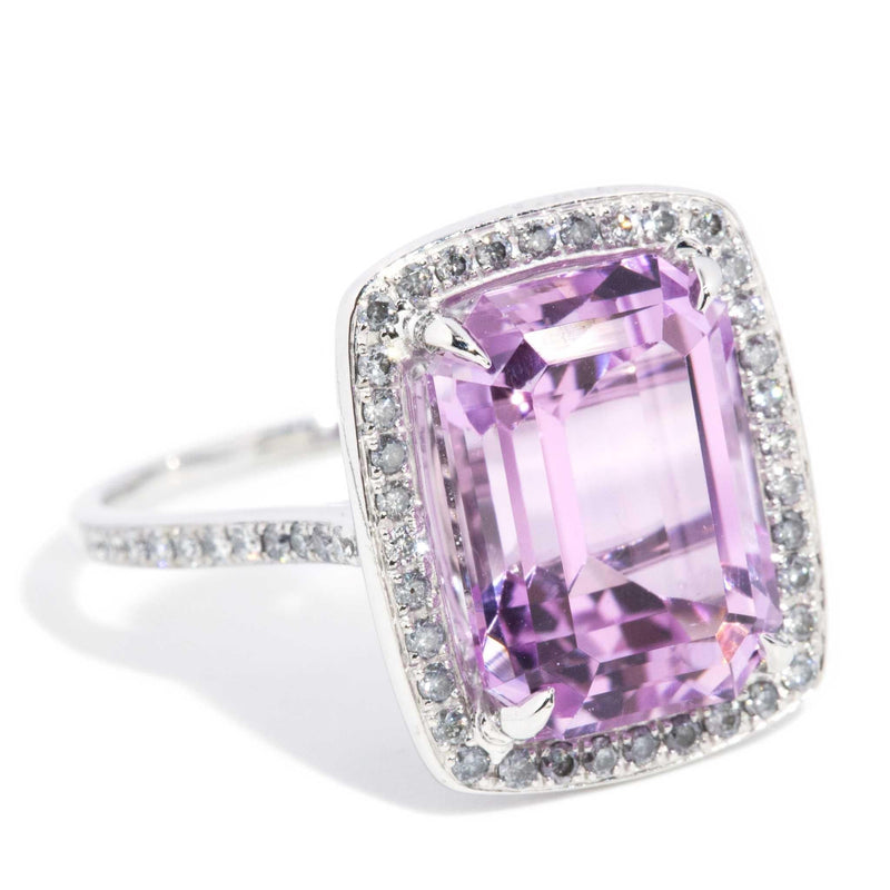 Claudia 7.18ct Kunzite & Diamond Halo Ring 18ct