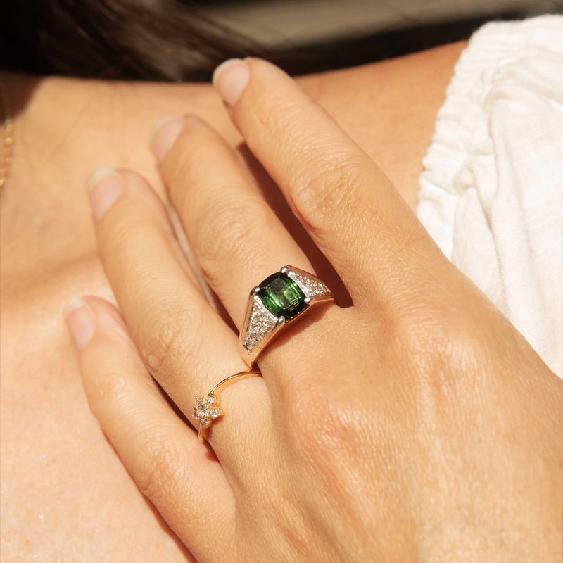 Collins 1980s Tourmaline Ring 14ct Gold