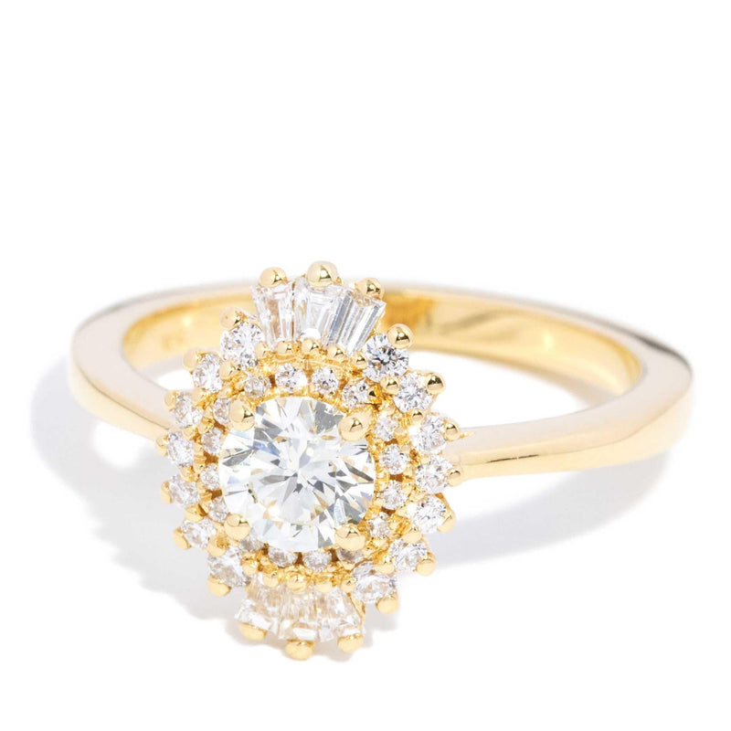 Jackie 0.73 Carat Diamond Starburst Halo Ring 18ct Gold