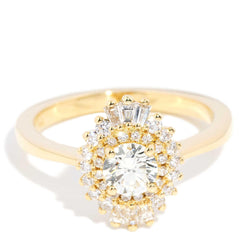 Jackie 0.73 Carat Diamond Starburst Halo Ring 18ct Gold