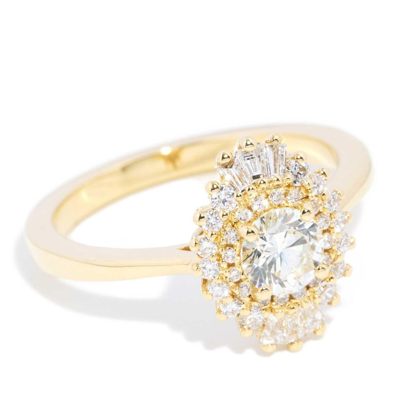 Jackie 0.73 Carat Diamond Starburst Halo Ring 18ct Gold