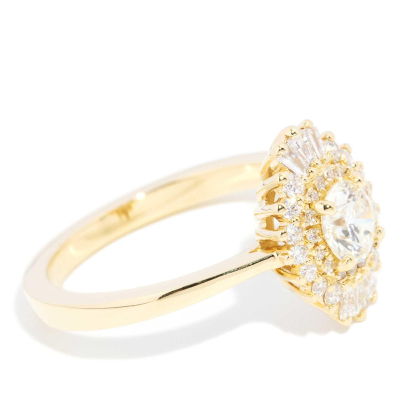 Jackie 0.73 Carat Diamond Starburst Halo Ring 18ct Gold