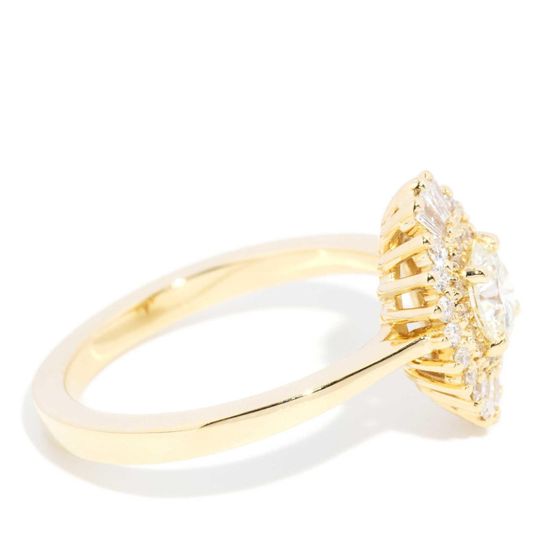 Jackie 0.73 Carat Diamond Starburst Halo Ring 18ct Gold