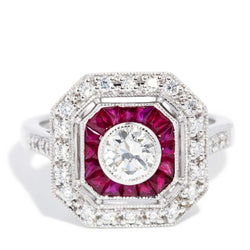 Cruz 0.78ct Ruby & Diamond Art Deco Style Ring 18ct White Gold