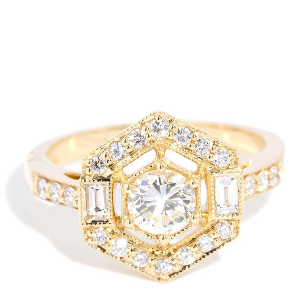 Colita 0.95 Carat Diamond Hexagonal Ring 18ct Yellow Gold