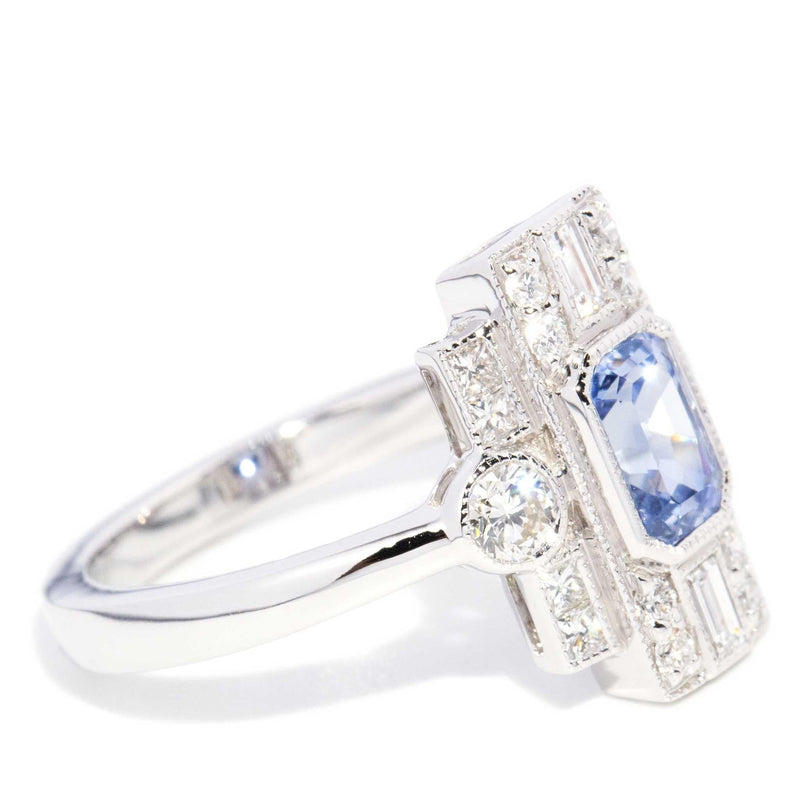 Vanessa 1.13ct Ceylon Sapphire & Diamond Ring 18ct White Gold