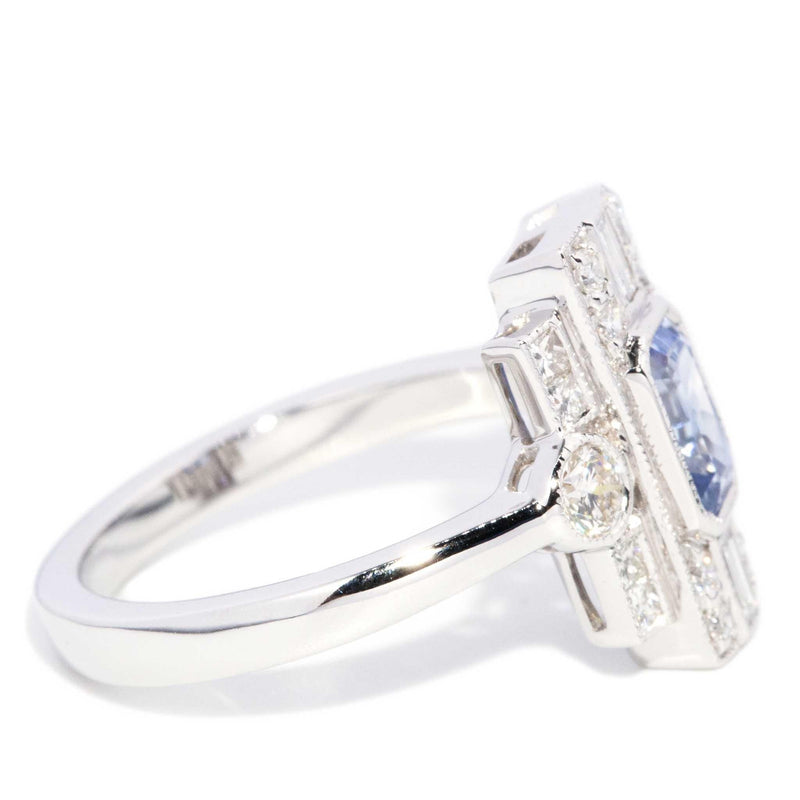 Vanessa 1.13ct Ceylon Sapphire & Diamond Ring 18ct White Gold