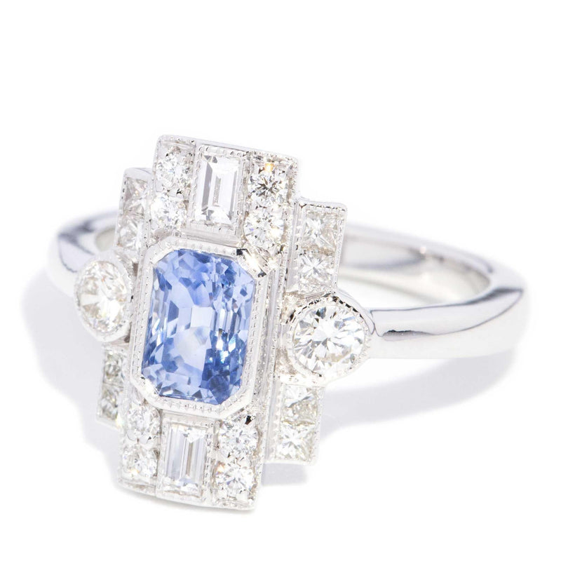 Vanessa 1.13ct Ceylon Sapphire & Diamond Ring 18ct White Gold