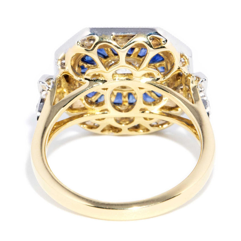 Sicily 1.14ct Diamond & Sapphire Art Deco Style Ring 18ct Gold