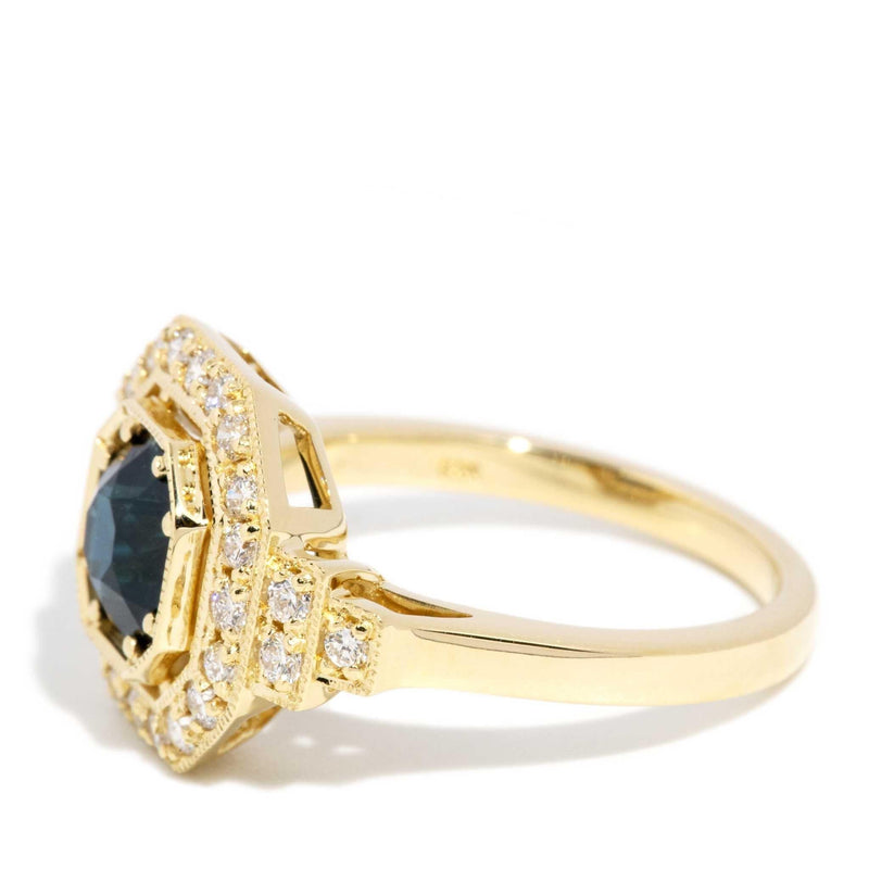 Sorrento 1.24ct Teal Sapphire & Diamond Ring 18ct Gold