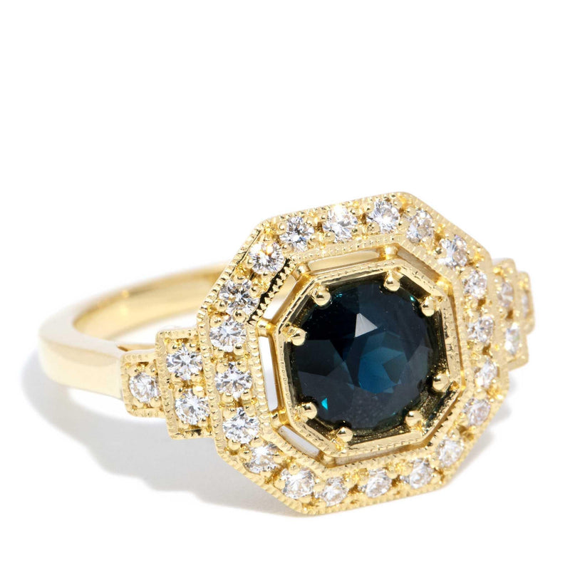 Sorrento 1.24ct Teal Sapphire & Diamond Ring 18ct Gold