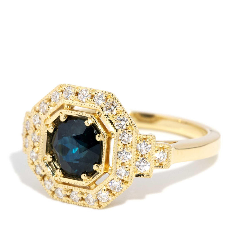 Sorrento 1.24ct Teal Sapphire & Diamond Ring 18ct Gold