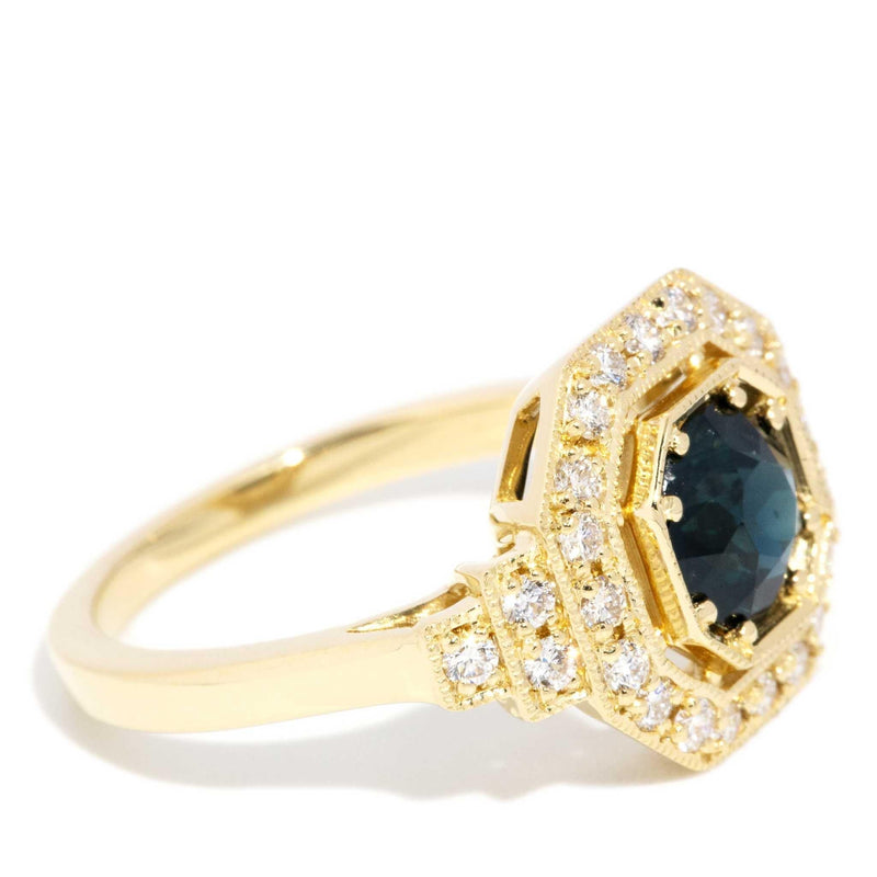 Sorrento 1.24ct Teal Sapphire & Diamond Ring 18ct Gold