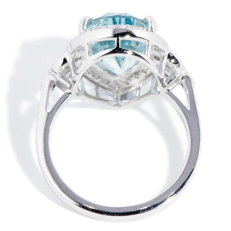 Santorini 4.40ct Pear Cut Aquamarine & Diamond Ring 18ct White Gold