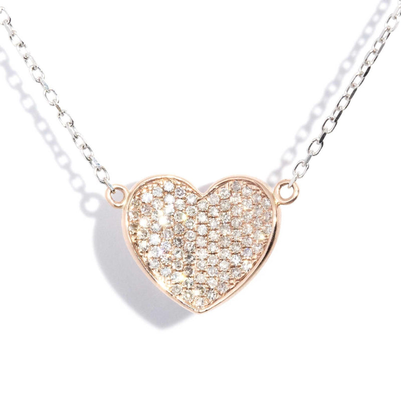 Adalina Diamond 9ct Rose Heart 18ct White Gold Necklet (SIZE)