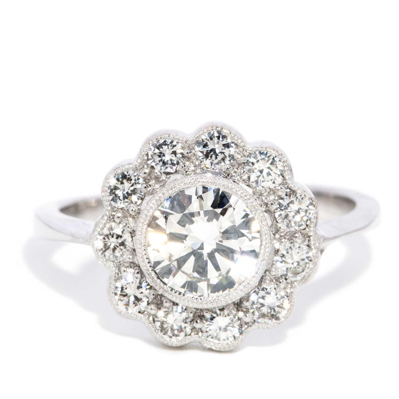 Diamond Flower Cluster Ring 18ct White Gold