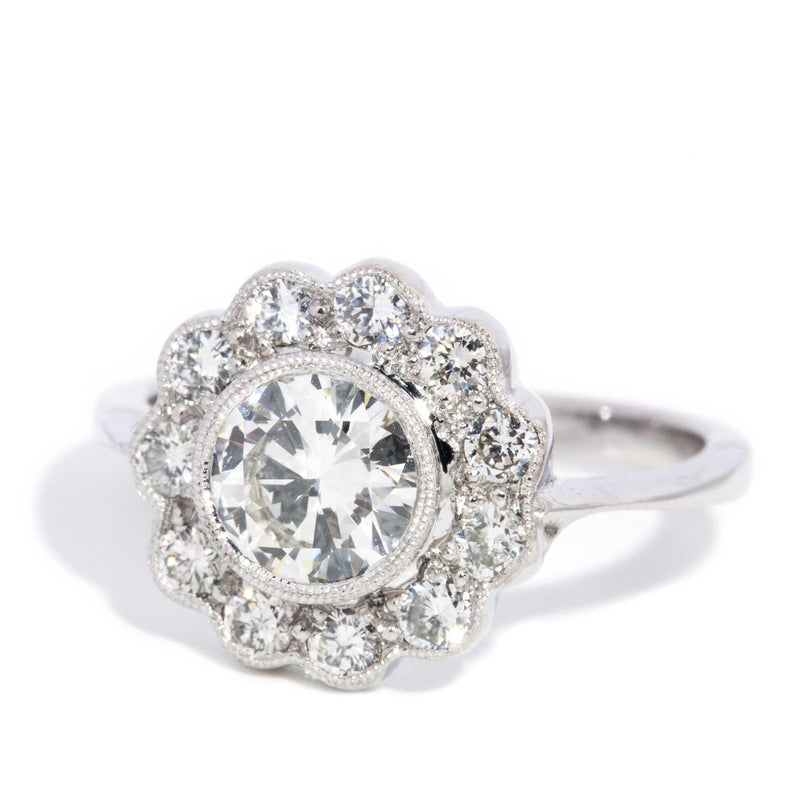 Diamond Flower Cluster Ring 18ct White Gold