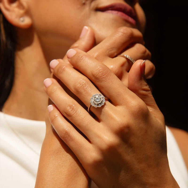 Diamond Flower Cluster Ring 18ct White Gold