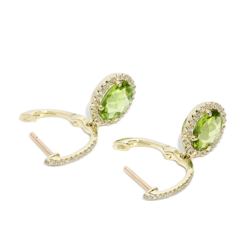 Darlene Peridot & Diamond Halo Earrings 14ct Gold (SIZE)