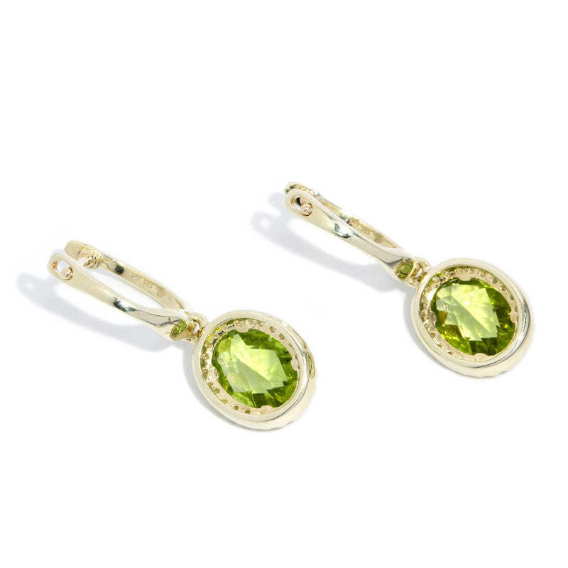 Darlene Peridot & Diamond Halo Earrings 14ct Gold (SIZE)