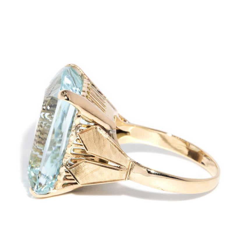 Cove 1950s Aquamarine Ring 11ct Yellow Gold