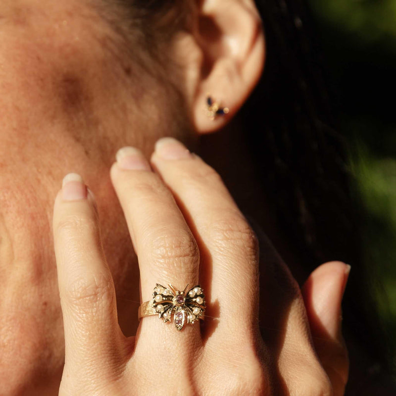 Dacoda Re-invented Sapphire & Pearl 15ct Butterfly Ring