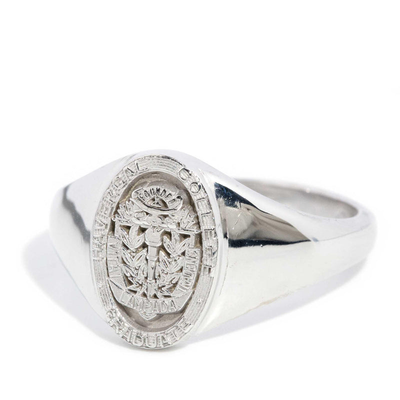 Damian Graduation Signet Ring 9ct White Gold