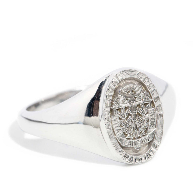 Damian Graduation Signet Ring 9ct White Gold