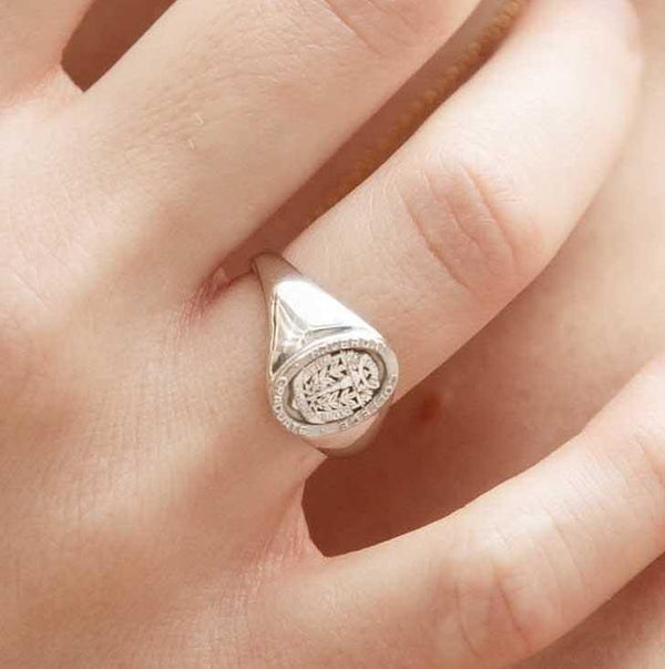 Damian Graduation Signet Ring 9ct White Gold