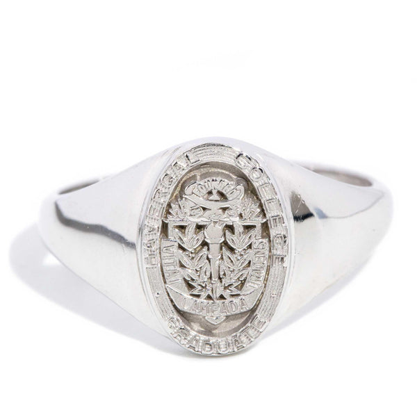 Damian Graduation Signet Ring 9ct White Gold