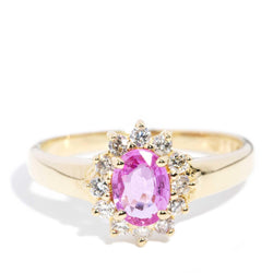 Daphney 1980s Pink Sapphire & Diamond Ring 14ct