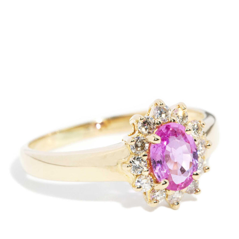 Daphney 1980s Pink Sapphire & Diamond Ring 14ct