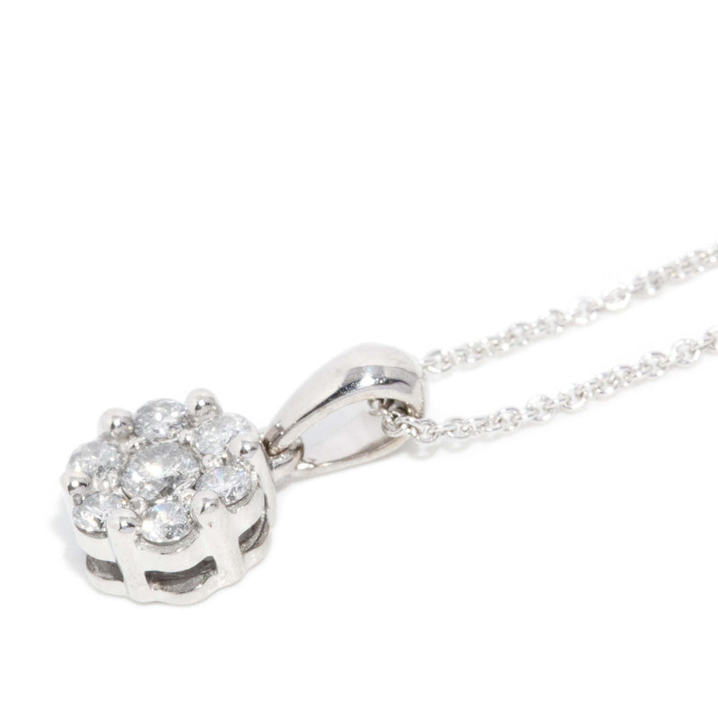 Contemporary Diamond Cluster Pendant 14 Carat White Gold