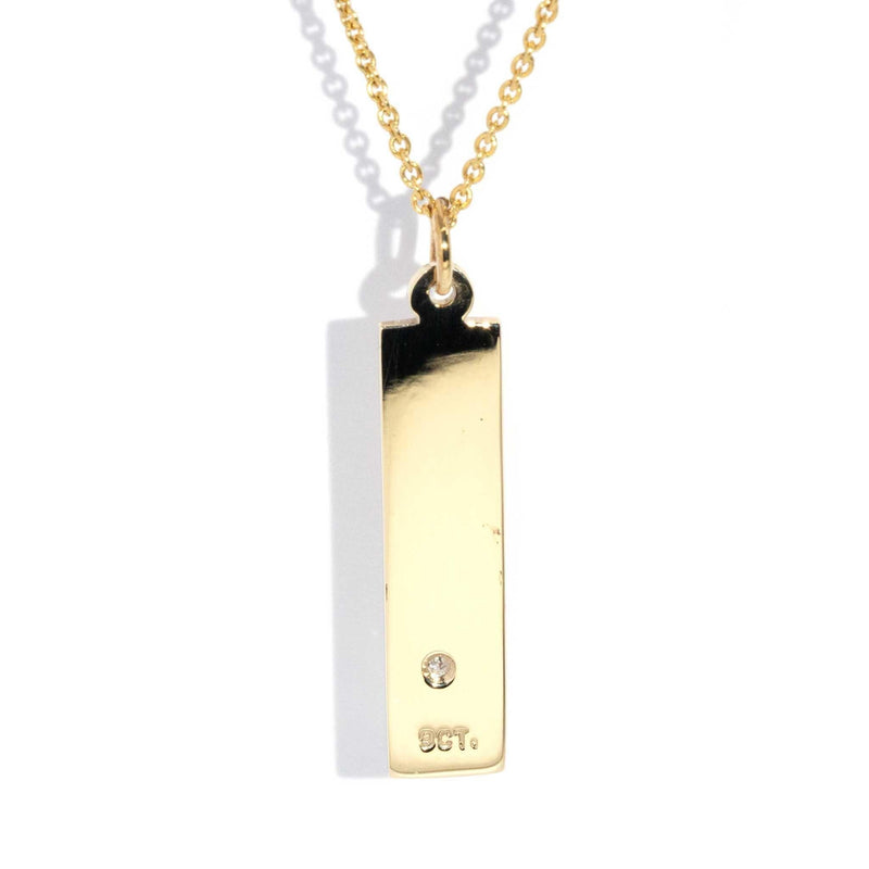 Daria 1980s Diamond Rectangular Pendant 9ct Gold