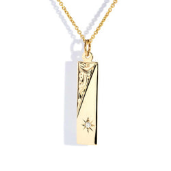 Daria 1980s Diamond Rectangular Pendant 9ct Gold