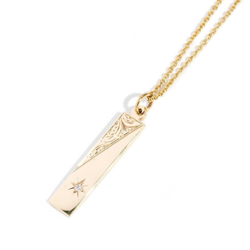 Daria 1980s Diamond Rectangular Pendant 9ct Gold