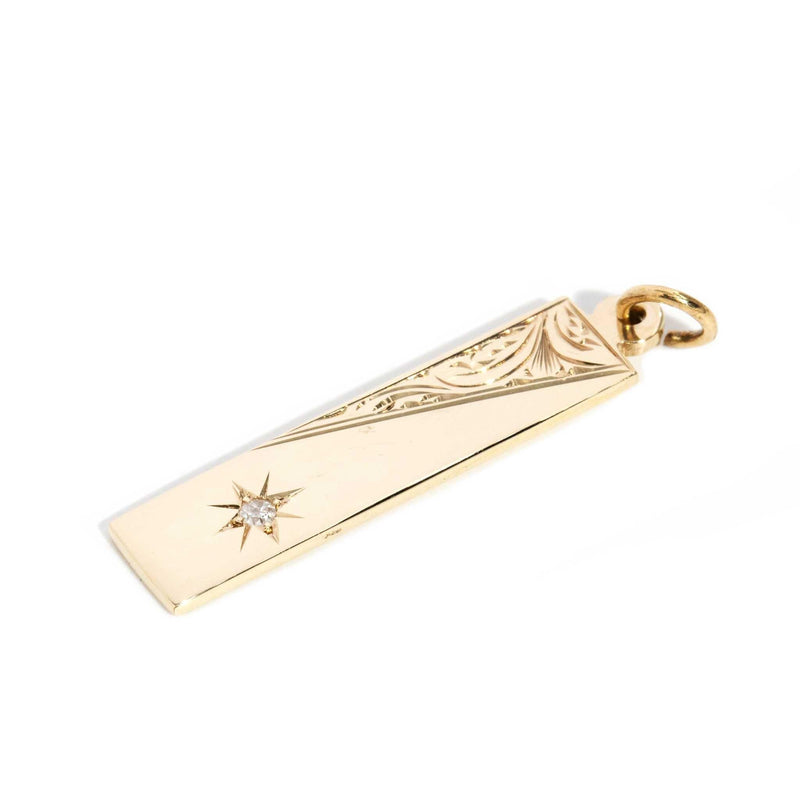 Daria 1980s Diamond Rectangular Pendant 9ct Gold