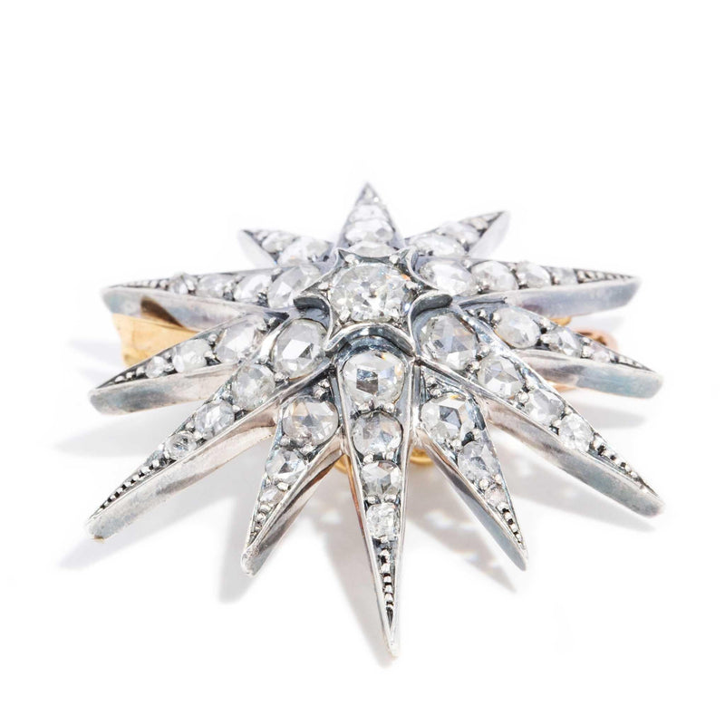 Darlina Georgian Diamond Brooch 9ct Gold & Silver