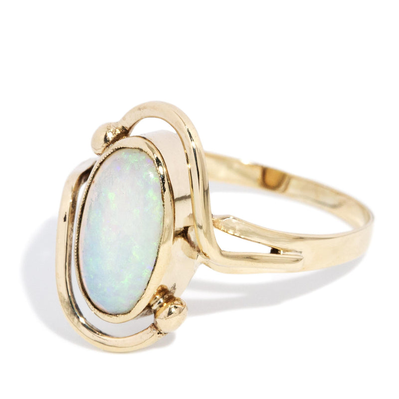 Devyn 1980s Elongated Opal Ring 9ct Gold