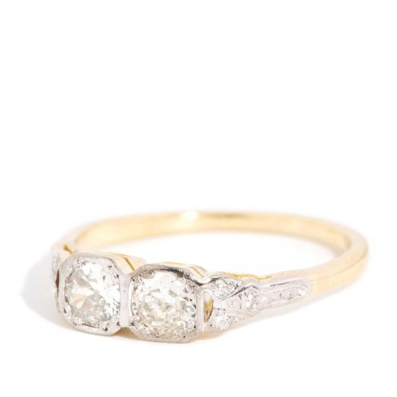 Dove 1940s Old Cut Diamond Duo Ring 18ct Gold