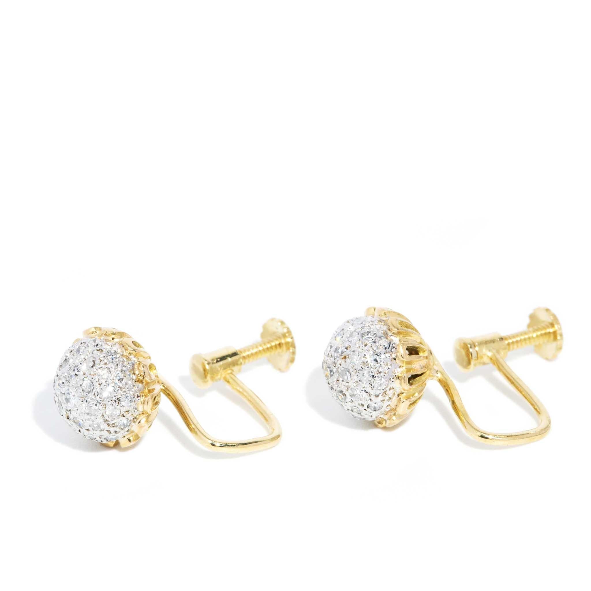 Drusilla 1960s Diamond Screw Back Earrings 18ct Gold