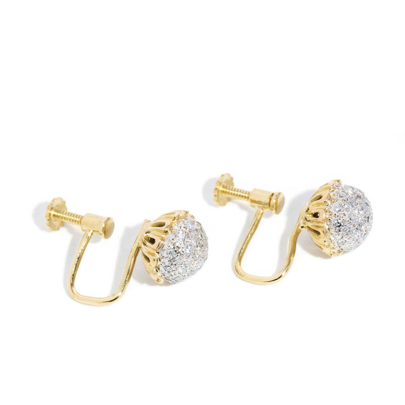 Drusilla 1960s Diamond Screw Back Earrings 18ct Gold