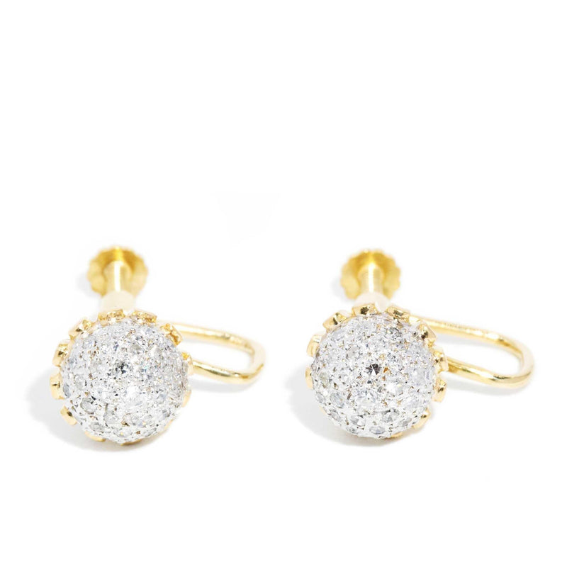 Drusilla 1960s Diamond Screw Back Earrings 18ct Gold