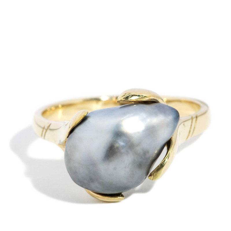 Elina 1990s Baroque Tahitian Pearl Ring 14ct Gold