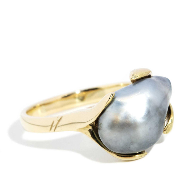 Elina 1990s Baroque Tahitian Pearl Ring 14ct Gold